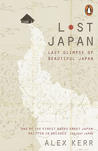 Book cover with a map illustration, a small house, and the title Lost Japan.