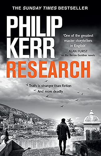 Book cover: man overlooking a coastal city, title "Research" in bold text.