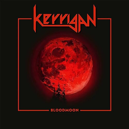 Red album cover for Kerrigan’s “Bloodmoon” featuring a large red moon.
