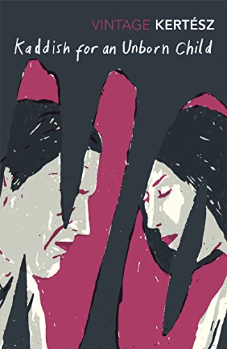 Book cover with abstract pink and gray faces against a dark background.