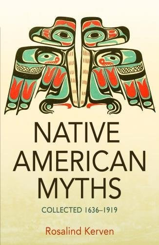 Book cover with stylized bird designs and the title "Native American Myths".