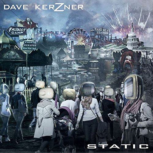 Album cover: people wearing TV headsets at an amusement park, with the title "Static".