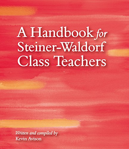 Book cover: "A Handbook for Steiner-Waldorf Class Teachers" with red watercolor background.