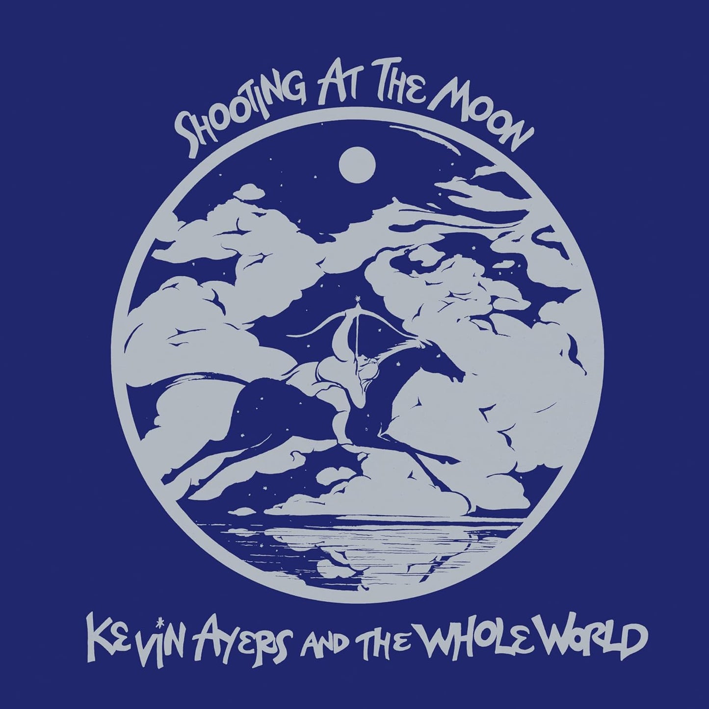 Album cover for “Shooting At The Moon” by Kevin Ayers, featuring a lunar landscape.