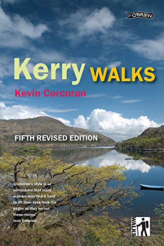 Book cover for "Kerry Walks" showing a lake and mountains under a blue sky.