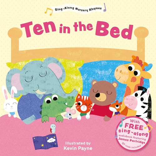 Children's book cover showing various sleeping animals in a large bed.