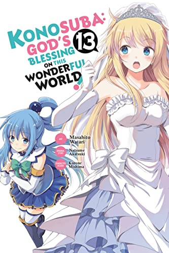 Konosuba volume 13 manga cover with blonde and blue-haired anime girls.