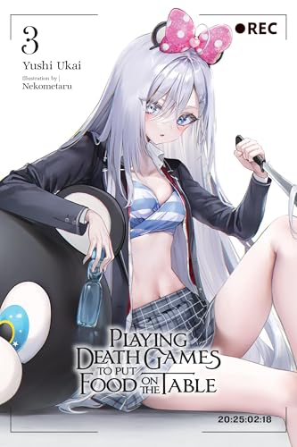 Manga volume cover with a young woman holding a knife, pale hair, and bow.