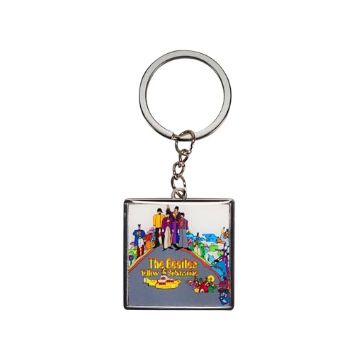 Metal keyring featuring the Beatles’ Yellow Submarine album cover art.
