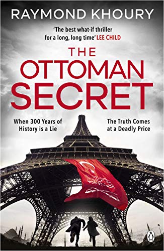 Book cover: "The Ottoman Secret" with Eiffel Tower and running figures.