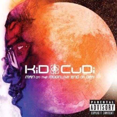 Kid Cudi album cover featuring a man’s profile against a moon backdrop.