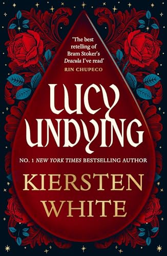 Book cover featuring a large red blood drop surrounded by red roses and foliage.