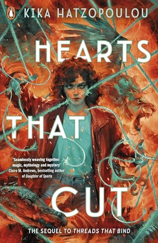 Book cover featuring a woman surrounded by glowing blue threads against a fiery background.