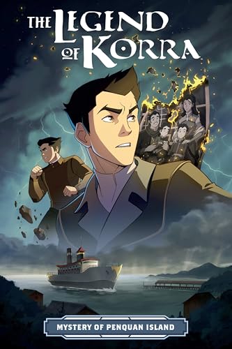 Book cover featuring Mako and Bolin with a burning boat and a steamship below.