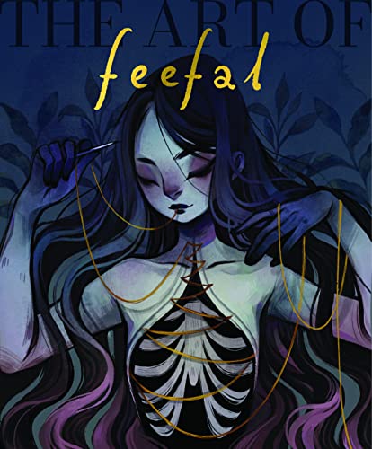 Book cover: illustration of a pale woman sewing golden threads into her chest.