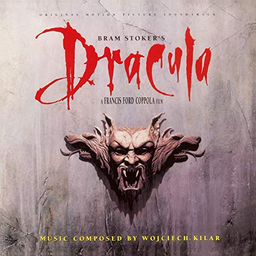 Dracula film soundtrack LP cover featuring a monstrous face and red title.