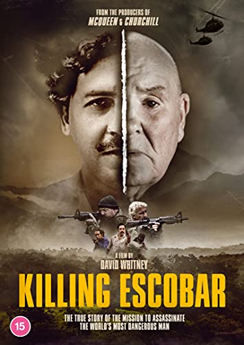 DVD cover for "Killing Escobar" featuring two men and armed figures.