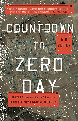 Book cover for Countdown to Zero Day with satellite imagery and digital glitch effects.