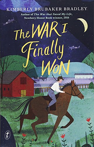 Book cover showing a person riding a horse past a red barn at night.