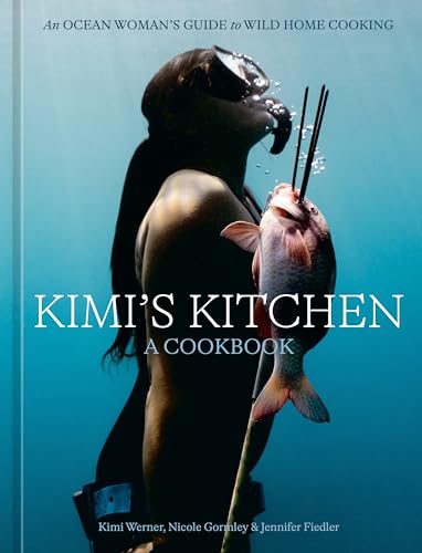 Cookbook cover featuring a freediver holding a fish underwater.