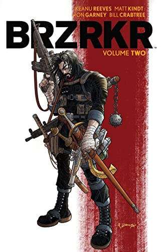 BRZRKR Vol. 2 cover: armed, armored figure with dark hair and beard.