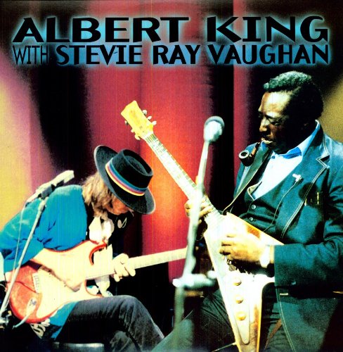 Albert King and Stevie Ray Vaughan playing guitars on album cover.