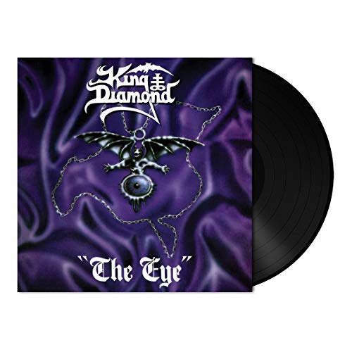 "Vinyl record with purple album cover featuring a bat and eye pendant."