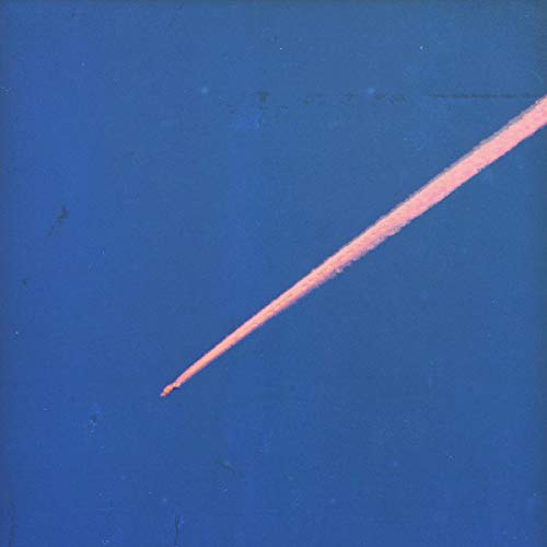 Blue album cover with a pink contrail diagonally across it.