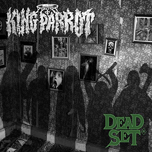 Black and white album cover with shadowy figures and framed portraits.