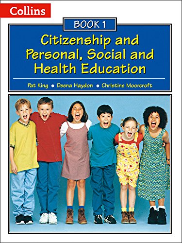 Book cover with diverse children smiling, titled “Citizenship and PSHE – Book 1”.