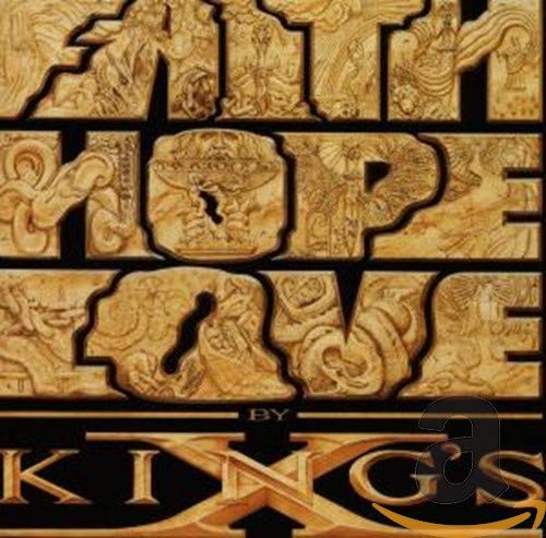 CD cover for King's X’s “Faith Hope Love” with ornate gold lettering.