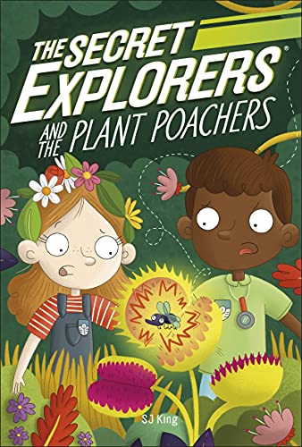 Book cover: two children, flowers, and a large Venus flytrap illustration.