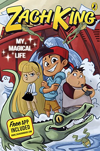 Book cover: cartoon children, a crocodile, and colorful text reading "Zach King.
