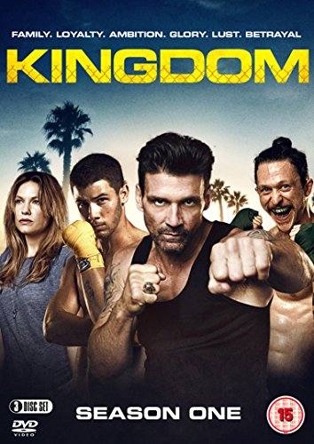 DVD cover of "Kingdom - Season One" featuring five people with palm trees in background.