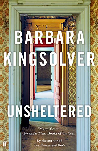 Book cover showing a series of open doorways in a house with patterned wallpaper.