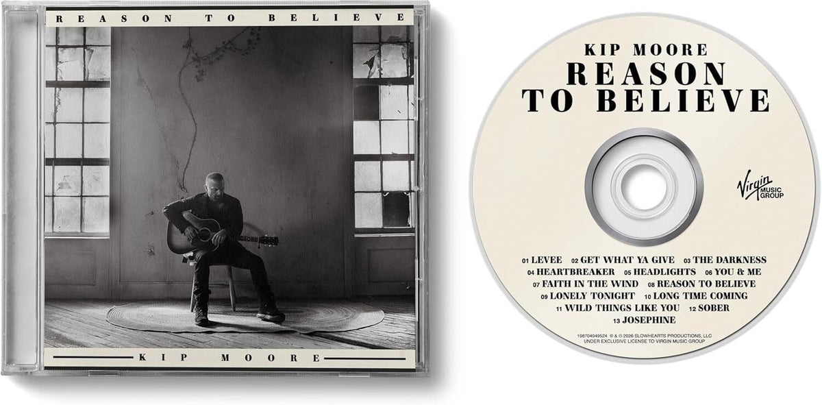 CD cover for Kip Moore’s “Reason to Believe” featuring a portrait of the artist.