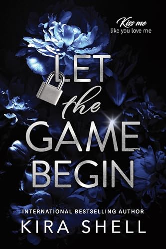Book cover with silver text, a padlock, and dark blue floral imagery.