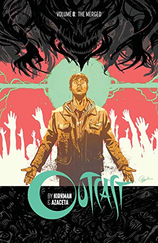 Comic book cover: man with outstretched arms, shadowy figures, and glowing light.