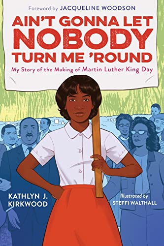 Book cover featuring a young girl with a protest sign and crowd.