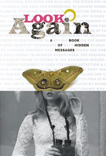 Book cover with moth illustration and woman holding binoculars.