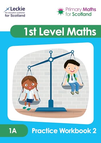 1A Practice Workbook 2" cover with children balancing on scales, maths themed.