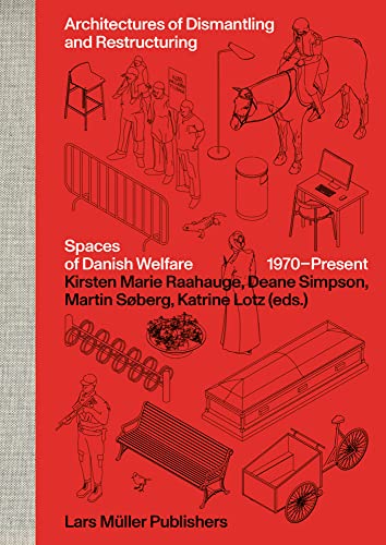Red book cover with line-drawn images of objects and people, titled "Architectures of Dismantling.