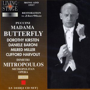 CD cover for Puccini’s *Madama Butterfly* featuring Dimitri Mitropoulos.