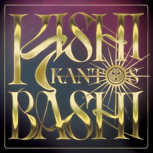 Gold text Kishi Bashi Kantos on a dark purple background with a sunburst emblem.