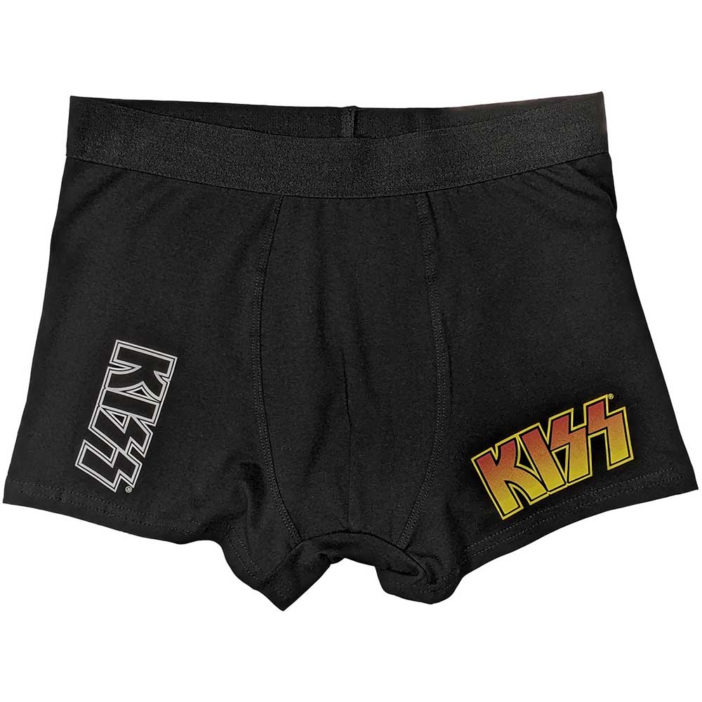 KISS logo boxers, small size, likely colorful with band imagery.