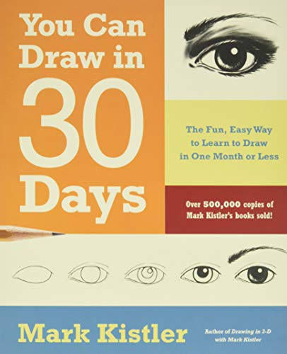 Book cover: "You Can Draw in 30 Days" with eye sketches.