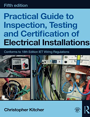 Book cover: "Practical Guide to Inspection, Testing and Certification" with electrical imagery.