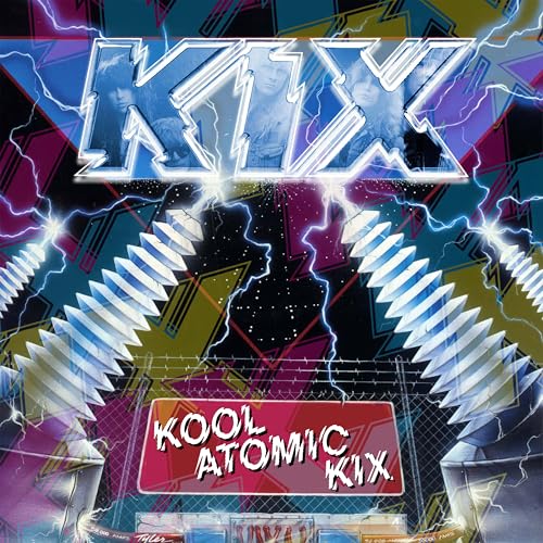 Album cover featuring the Kix logo, electrical insulators, lightning bolts, and a fence background.