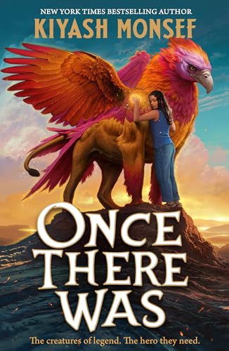 Book cover: woman reaching toward a large, colorful griffin.
