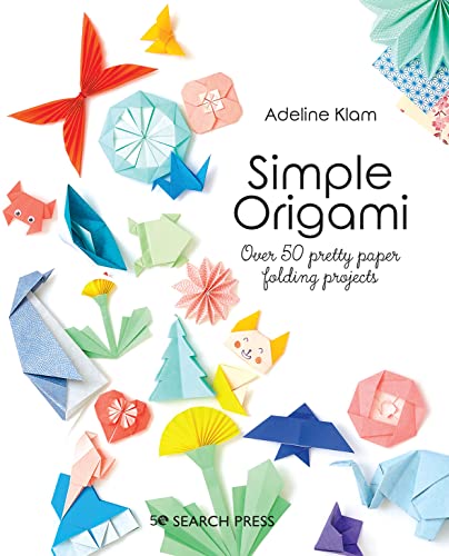 Book cover for Simple Origami by Adeline Klam featuring various colorful paper folding projects.
